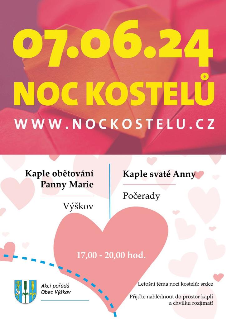 NOC KOSTELŮ 7.ČERVNA 2024 VE VÝŠKOVĚ A V POČERADECH